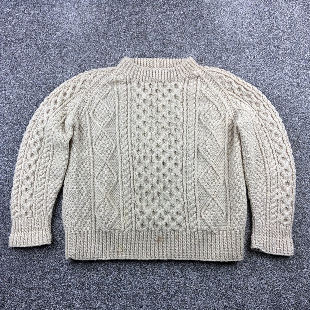 Vintage Tara Fashions Aran Sweater Women's XL Wool Fisherman Cable Knit Ireland
